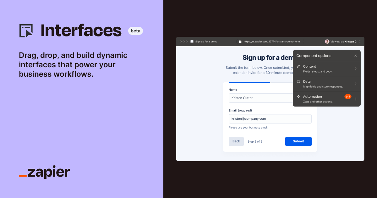 Zapier Interfaces beta